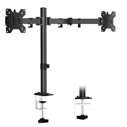 Dual Monitor Stand, Arm Monitor Desk Mount for 13" to 27" 2 Screens, Full Adjustable Height, Tilt Swivel Rotate, Holds 22 lbs per Arm, Easy to Install - size: Dual Up to 27"