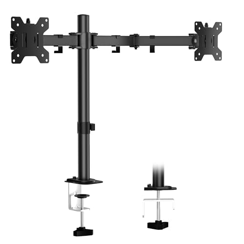 Dual Monitor Stand, Arm Monitor Desk Mount for 13" to 27" 2 Screens, Full Adjustable Height, Tilt Swivel Rotate, Holds 22 lbs per Arm, Easy to Install - size: Dual Up to 27"