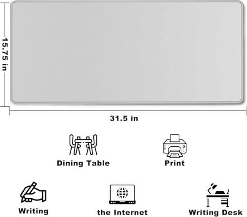 Large Mouse Pad, Desk Mat Large Office Desk Pad Gaming Mouse Pad with Stitched Edges, 31.5" x 15.7" Mousepad with Non-Slip Waterproof Rubber Base for PC Laptop Home Office Accessories, Gray - color: Gray, size: 31.5" x 15.7"