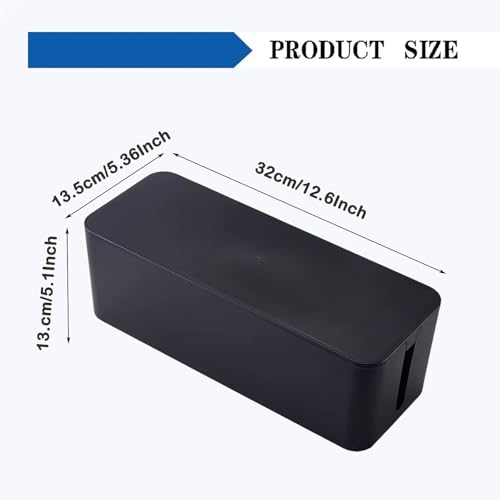 Cable Management Box Power Supply Hub Socket Storage Cable Box Wire Organizer with Cable Ties Cord Organizer Suitable for Living Room,Study and Office (Black, Large) - color: Black, size: Large