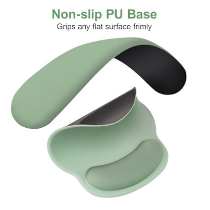 MOSISO Wrist Rest for Keyboard Mouse Pad Set, Large Gaming Deskpad&Circle Curved Mousepad&Keyboard Wrist Rest&Coaster, Ergonomic Non-Slip Mousepad&Easy Typing Pad with Silicone Lining, Green - color: Green