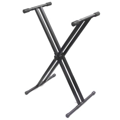 Keyboard Stand Unique Space Saving Easy Transport Design-Ultra Portable- - Double Braced -No Tools to Loose- fits all Portable 49-88 Keyboards (KS2-Q)