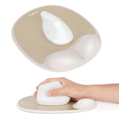 Ergonomic Mouse Pad with Wrist Rest & Elbow Support, Memory Foam Cushion, Non-Slip Base, Pain Relief for Office, Home & Gaming, Compatible with Vertical Ergonomic Mouse (Latte Beige) - color: Latte Beige