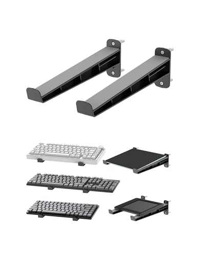 Universal Wall Mount Storage Organizer for Keyboard, Display Wall Rack Holder Fit for Kindle, E-Book, Tablet Desktop Space-Saving Solution, Anti-Slip Protective pad, Fixed by Screw (Black)