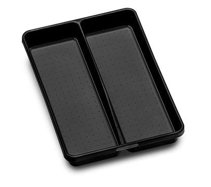 madesmart 2 Compartment Drawer Organizer, Multi-Purpose Storage for Kitchen, Office & Bathroom, Non Slip, Soft Grip Lining, Easy-Clean Design, Black - color: Carbon