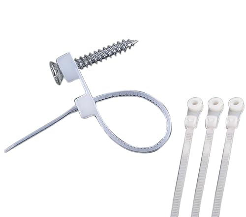 Fixed Hole Zip Tie, 100 Pcs 5.9 Inch White Zip Tie With Screw Holes and 100 Pcs Silver M4 x 12 Screws for Daily Fastening (white) - color: White