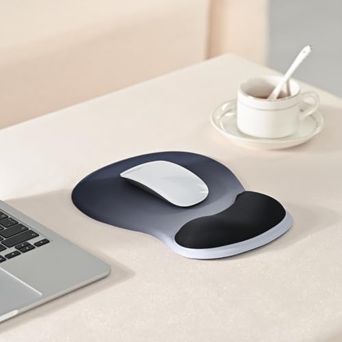 EooCoo Ergonomic Mouse Pad with Gel Wrist Rest Support Middle Concave Design, Relieve Wrist Pain Mousepad, Non-Slip Base for Laptop, Computer, Office Desk Accessories, Carpal Tunnel Syndrome - color: Deep Blue