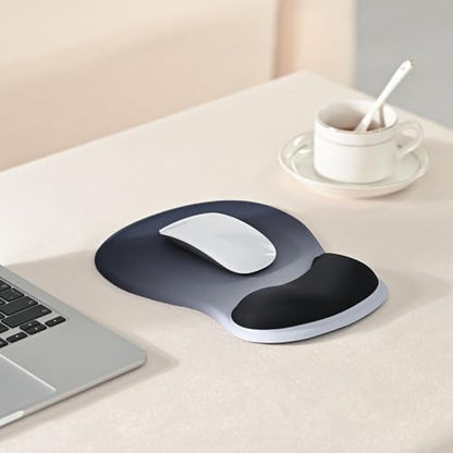 EooCoo Ergonomic Mouse Pad with Gel Wrist Rest Support Middle Concave Design, Relieve Wrist Pain Mousepad, Non-Slip Base for Laptop, Computer, Office Desk Accessories, Carpal Tunnel Syndrome - color: Deep Blue