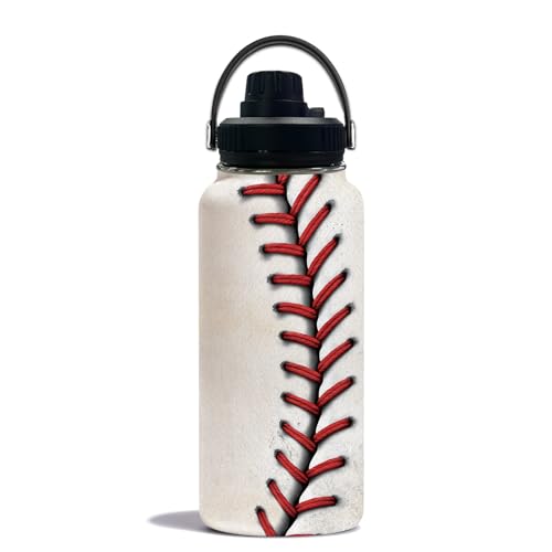 Baseball Water Bottle 32oz, Sport Travel Stainless Steel Tumbler With Lid, Double Wall Vacuum Insulated Coffee Cup Travel Mug, Fathers Day Birthday Baseball Gift For Boys Dad Husband - color: Baseball-2