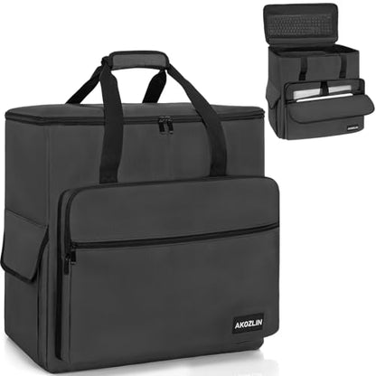 AKOZLIN PC Travel Case Desktop Carrying Case PC Bag Padded Nylon Carry Tote Bag for Transporting Computer Tower PC Chassis Keyboard Mouse Accessories Grey - color: Grey