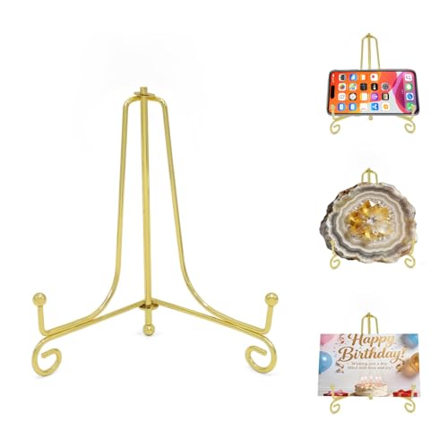 Iron Plate Stands for Display, Foldable Book Holder & Easel Stand for Sign, Versatile Poster Stand and Small Plate Stand for Home Decor, Art, Photo Frame, Card, Crystal Display (Gold, 4 inch (4Pcs)) - color: Gold, size: 4 inch (4Pcs)