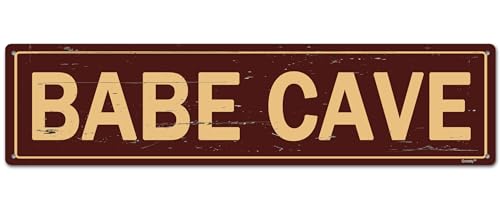 Babe Room Decor Sign,Bedroom for Baby,Bedroom Decor Sign ""BABE CAVE"" 4 * 16"" Metal Aluminum Sign - color: Num014
