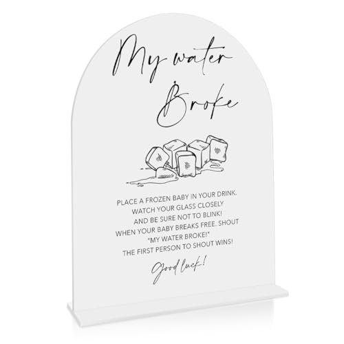 My Water Broke Sign Water Broken Baby Shower Game Decoration Shower Reception Event Party Table Desk Acrylic Decor 8x10 Inch - color: water broke