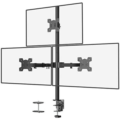 WALI Tall Triple Monitor Mount for 13-27 inch Computer Screens, 3 Monitor Desk Mount, Holds up to 22 lbs, Adjustable Triple Monitors Stand with Swivel Tilt Rotation, 75x75/100x100mm (M003), Black - size: 13"-27", style: Triple