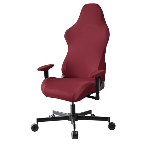 Stretch Gaming Chair Cover, Soft and Comfortable, Dust Protection, Modern Design, for Office Computer Racing Seat(Wine Red) - color: Wine Red