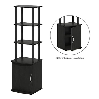 Furinno Turn-N-Tube Tall TV Entertainment Side Table Display Rack with Storage Cabinet, 3-Tier, Blackwood/Black - color: Blackwood/Black, size: 3-Tier Cabinet