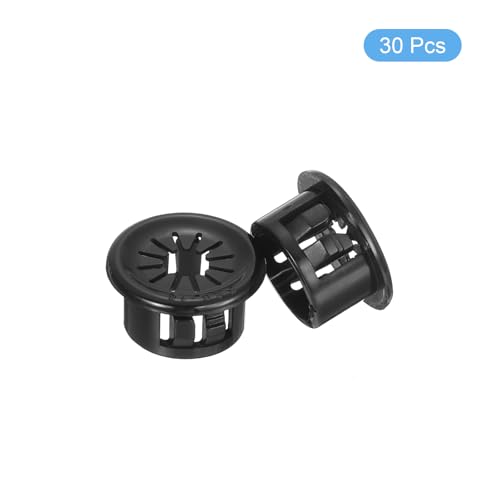 uxcell 30Pcs Cable Grommets, Snap Bushing Grommet for Holes with 0.63"(16mm) Mounting, Round Nylon Snap in Cable Desk Grommet for Cables and Cords Management, Black - size: 16mm