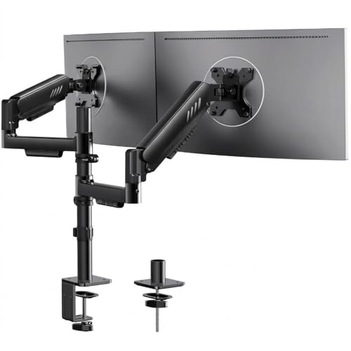 ErGear Dual Monitor Stand, Stacked Monitor Mount for 13-33″ Screens, Up to 19.8 lbs/Arm, Enhanced Stability with Integrated C-Clamp, Upgraded Cable Management, VESA 75x75/100x100mm, Home Office Gaming - size: 13"-33", style: Dual Arms