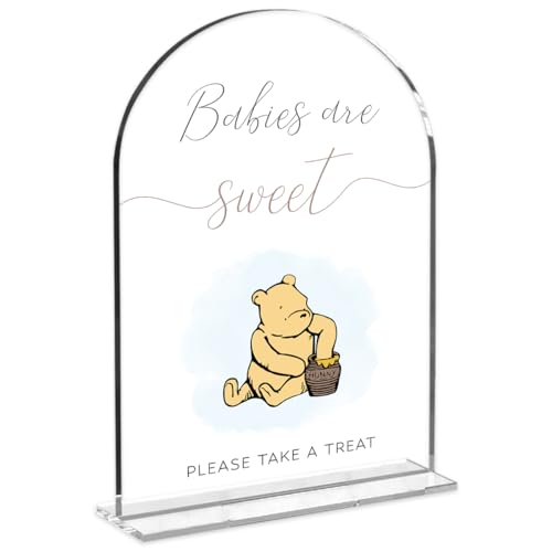 Cute Bear Baby Shower Sign Decor Arch Acrylic 5x7 Inch Sign 13 | Cute Bear Centerpieces Baby Shower & Event Gift Stations Dessert Table Decor - color: BVabies