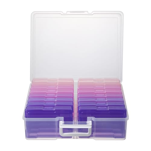 novelinks Photo Storage Boxes with Handle, Photo Organizers and Storage | 1Pack Color, Photo Albums 4x6 Pictures, Photo Cases, Classroom Organization, Index Card Box, Photo Card Holder, Seed Storage - color: Pink Purple Gradient
