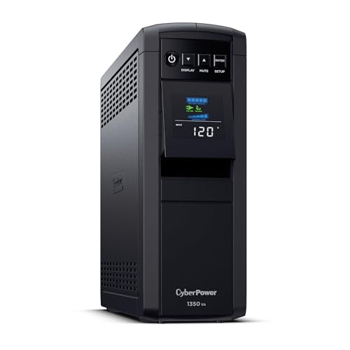 CyberPower CP1350PFCLCD PFC Sinewave UPS Battery Backup and Surge Protector, 1350VA/880W, 12 Outlets, AVR, Mini-Tower, UL Certified - size: 1350VA, style: Mini-Tower