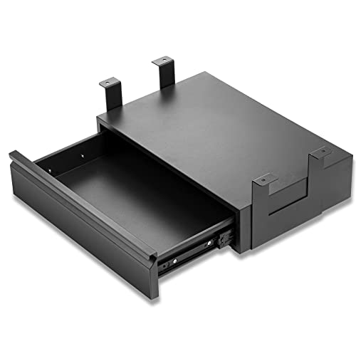 Under Desk Drawer 18", Pull-out Storage Organizer with Tall Brackets Mounted Under Wooden Table with a Max 2" Crossbar, Black_Tall Version - color: Black_Tall