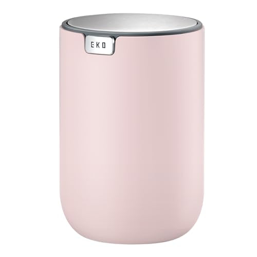 EKO Fandy 0.4 Gal/1.5L Mini Tabletop Trash Bin with Swing-Lid, Desktop Trash Can for Bathroom Countertop, Vanity, Coffee or Office, Small Garbage Bin (Pink) - color: Pink, size: 1.5 Liters