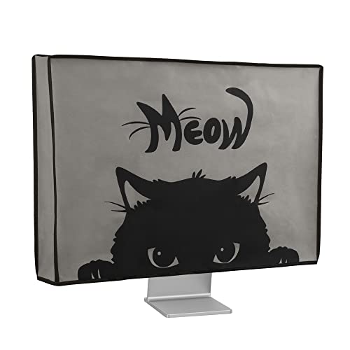 kwmobile Computer Monitor Cover Compatible with 24-26" monitor - Meow Cat Grey/Black