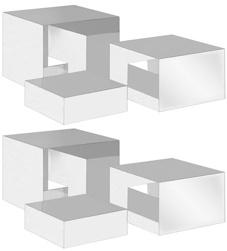 Red Co. Set of 3 Glossy Silver Acrylic Cube Display Nesting Risers with Hollow Bottoms - 2 Pack - color: Silver, size: 6",7",8" - 2 Pack
