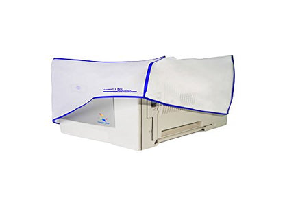 Printer Dust Cover, Covers Inkjet or Laser Printers, Silky Smooth Antistatic Vinyl, Translucent Coconut Cream Color with Blue Trim, Several, (20W x8H x16D) - size: 20W x8H x16D