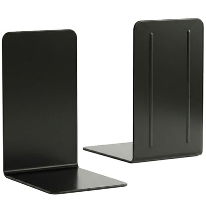 Acrimet Plastic Bookends for Bookcases, Shelves and Desktop, Plastic Book Holders (Black Color) (1 Pair) - color: Black
