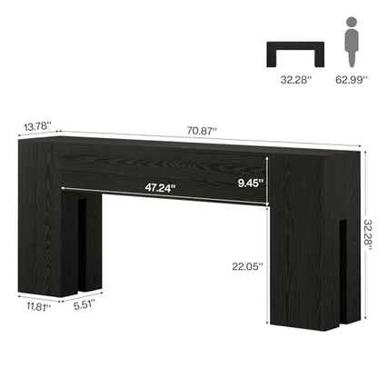 Tribesigns 71-Inch Long Console Table for Entryway, Farmhouse Sofa Console Behind Couch, Entry Table for Hallway, Foyer, Living Room, Black - color: Black