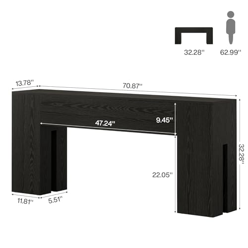Tribesigns 71-Inch Long Console Table for Entryway, Farmhouse Sofa Console Behind Couch, Entry Table for Hallway, Foyer, Living Room, Black - color: Black