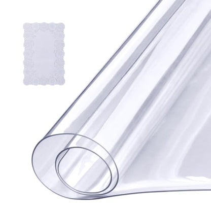 VEVOR Clear Table Cover Protector, 18" x 36" Customizable Plastic Desk Protector, 1.5 mm Thick Clear PVC Cover, Waterproof Desktop Guard for Writing, Coffee, Dining Room Desk - size: 36" x 18" (Rectangular)
