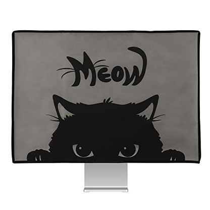kwmobile Computer Monitor Cover Compatible with 24-26" monitor - Meow Cat Grey/Black