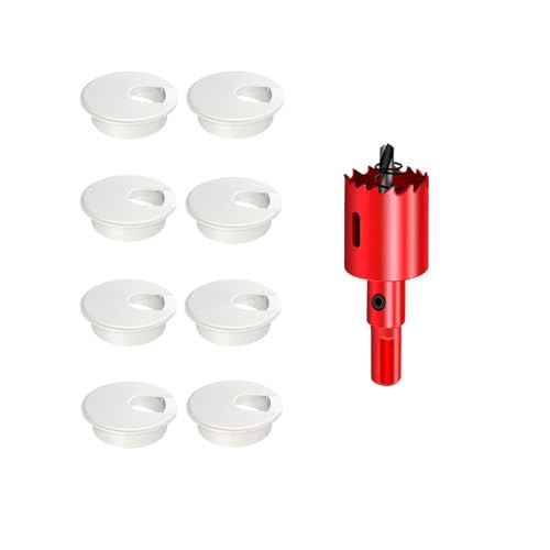 TuTuYa 8PCS Desk Grommet 1-1/2 Inch, 38mm White Desk Cable Grommet Desk Cable Hole Cover with Hole Saw, Cable Pass Through, Ideal Solution for Office and Home Table Cable (White,1.5 Inch) - color: 1-1/2 Inch_38mm White 8PCS