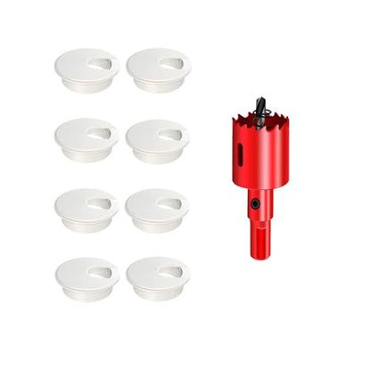TuTuYa 8PCS Desk Grommet 1-1/2 Inch, 38mm White Desk Cable Grommet Desk Cable Hole Cover with Hole Saw, Cable Pass Through, Ideal Solution for Office and Home Table Cable (White,1.5 Inch) - color: 1-1/2 Inch_38mm White 8PCS
