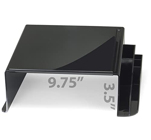 Officemate Telephone Stand, Laptop Stand, Black Plastic Computer Riser, Laptops Elevator for Desk, 12.5 x 10 .125 x 5.25 Inches, Black (21522)