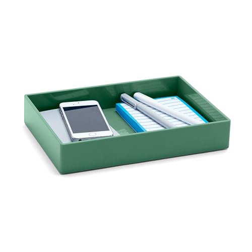Poppin Stackable Medium Accessory Tray - Modular Lacquer Desk Trays for Office Organization, Color-Coordinated Office Supplies for Desk, Paper Trays (Sage, Medium Accessory) - color: Sage, size: 9.8" x 6.8" x 1.8"