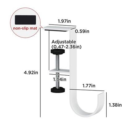 Generic 3 Pcs Desk Mount Bag Holder Hook/Clamp-On Backpack Hanger/Headphone Hook Holder/Headset Stand Hanger Clamp Under Desk Space