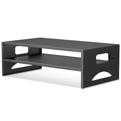 Pholiten Monitor Stand Riser, Desktop Stand, Computer Stand, Ergonomic Design, Two-Level Design, Desktop Organization, Keyboard Smartphone Storage, Printer Stand, Display Stand, 16.5 x 9.3 x 5.6