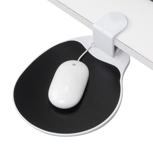 EHO Clamp on Mouse Platform, Clip on Pad Rotating 360 Degree, Ergonomic Mouse Tray Attachment, Mouse Pad, Slide Out Tray, Suitable for 1.5" Thickness Desk, for Home Office Desk Organizer (Platinum) - color: Platinum, size: 7.5L x 7.3W inches