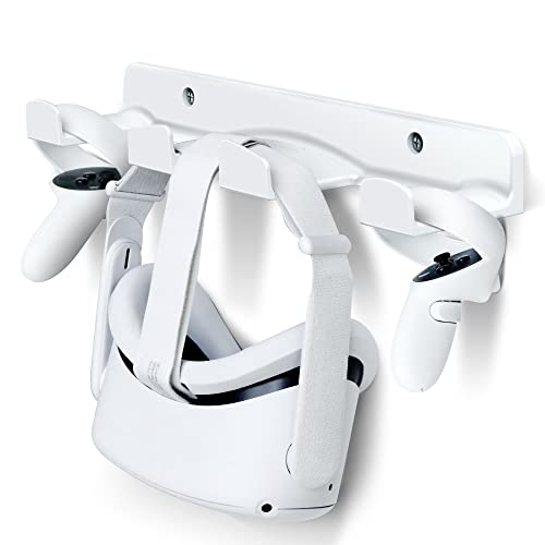 SOKUSIN VR Wall Mount - Storage Stand Holder Hook for Meta/Oculus Quest 3/2/Quest/Rift/ Rift S/PSVR 2/Valve Index/ HTC Vive/HP Reverb G2/Playstation VR Headsets, Gaming Controller Hanger Space Saving - color: White