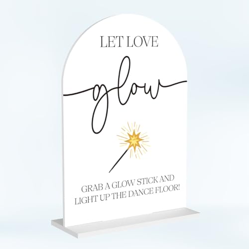 Wedding Glow Sticks Light Up Sticks Sign for Reception Acrylic Arch Dance Floor Props Table Decor Signs for Wedding Bridal Shower 7 x 5 Inches - color: Glow