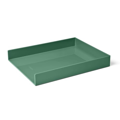 Poppin Stackable Letter Tray - Modular Lacquer Desk Trays for Office Organization, Color-Coordinated Office Supplies for Desk, Paper Trays (Sage, Letter) - color: Sage, size: 12.5" x 9.8" x 1.8"