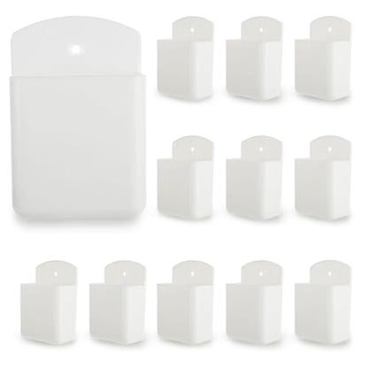 12 Pcs Remote Control Holder Wall Mount, White Self Adhesive Wall Organizer, TV Remote Holder Wall Pen Holder for Home, Office, School