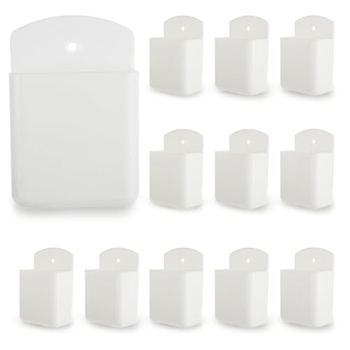 12 Pcs Remote Control Holder Wall Mount, White Self Adhesive Wall Organizer, TV Remote Holder Wall Pen Holder for Home, Office, School