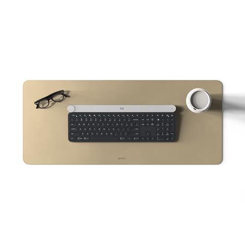 POUT TekDec Mat – Vegan Leather Desk Pad (31.5×13.4in / 80×34cm), Water-Resistant Surface, Anti-Slip Base, Scratch & Heat Protection, Multi-Functional Writing & Mouse Pad – Texas Sand - color: Texas Sand