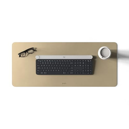 POUT TekDec Mat – Vegan Leather Desk Pad (31.5×13.4in / 80×34cm), Water-Resistant Surface, Anti-Slip Base, Scratch & Heat Protection, Multi-Functional Writing & Mouse Pad – Texas Sand - color: Texas Sand