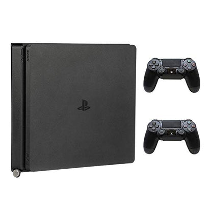HumanCentric Wall Mount Compatible with PS4 Slim, 2 Controller Mounts Bundle, Mount on The Wall or on The Back of the TV with a VESA Pattern, Does Not Work with Fat or Pro PS4, Hardware Included